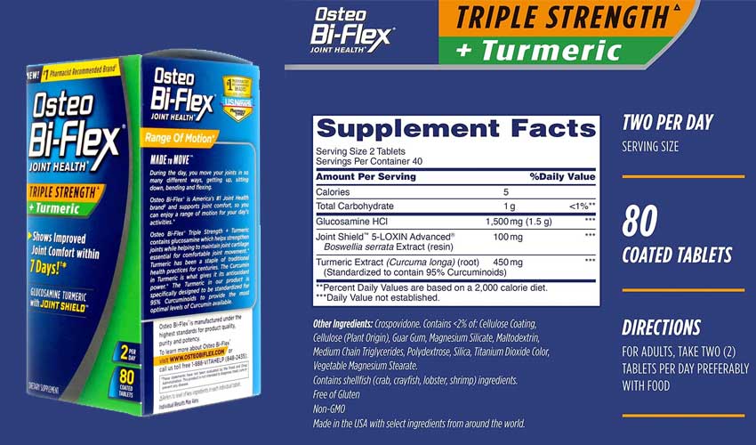Osteo Bi-Flex Triple Strength With Turmeric – 220 Tablets – Joint Support Supplement – New & Sealed